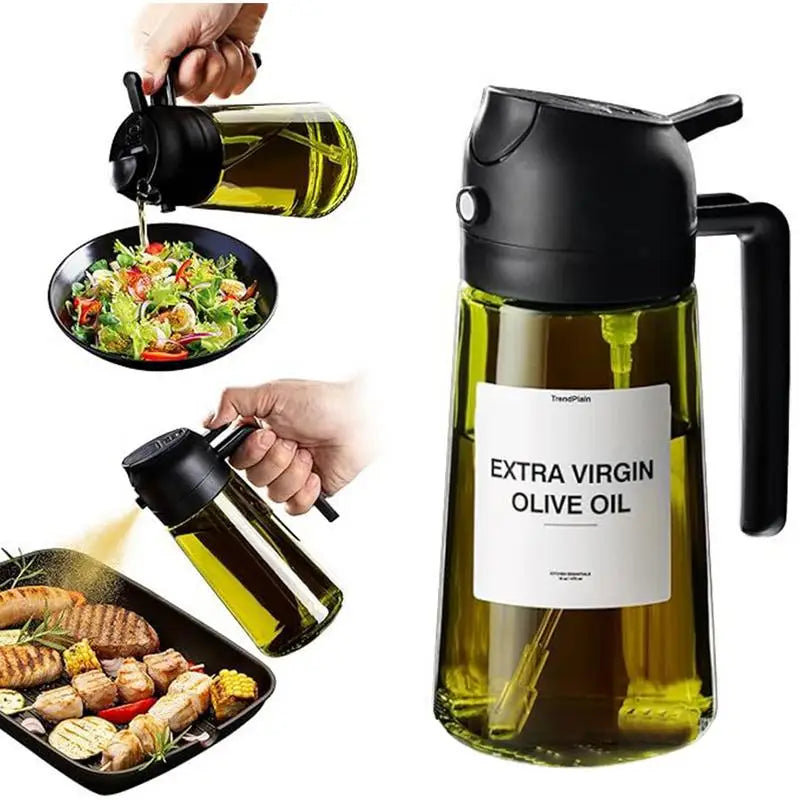 1PCS 470ml Glass Spray Oil Sprayer Bottle Spray Oil Dispenser Oil Jar Cruet BBQ Kitchen Baking Roasting Picnic Kitchen Tool